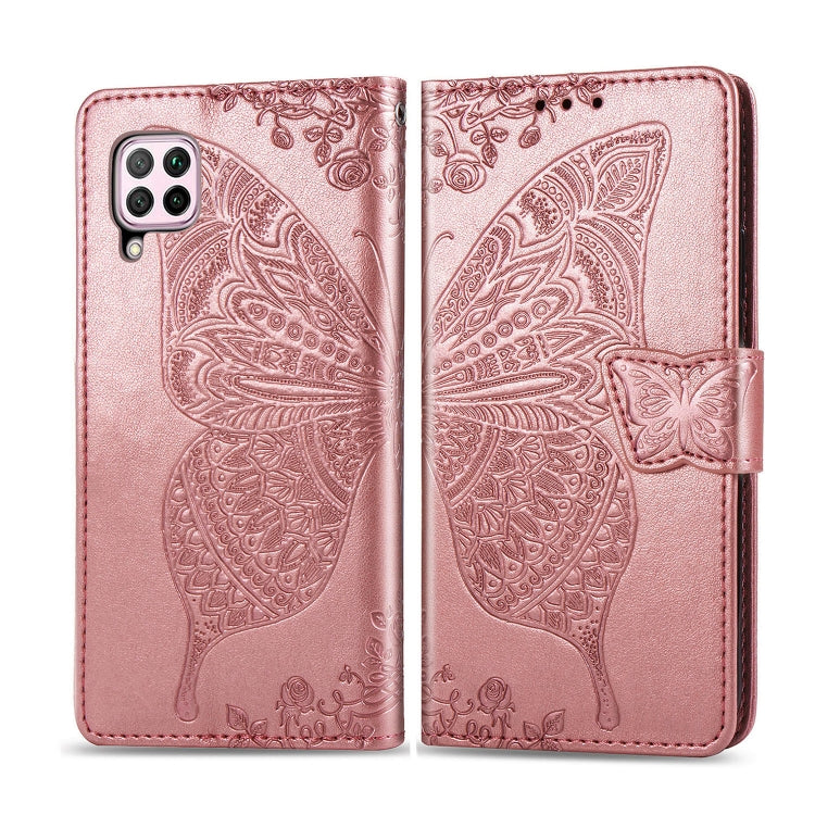 For Huawei Nova 6 SE Butterfly Love Flower Embossed Horizontal Flip Leather Case with Bracket / Card Slot / Wallet / Lanyard