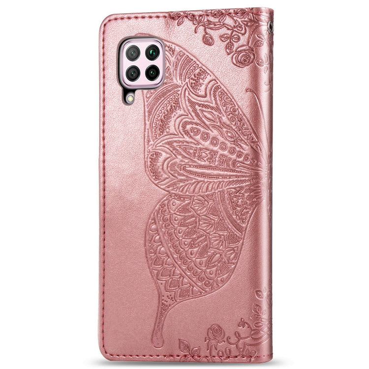 For Huawei Nova 6 SE Butterfly Love Flower Embossed Horizontal Flip Leather Case with Bracket / Card Slot / Wallet / Lanyard