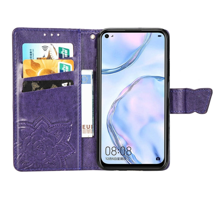 For Huawei Nova 6 SE Butterfly Love Flower Embossed Horizontal Flip Leather Case with Bracket / Card Slot / Wallet / Lanyard