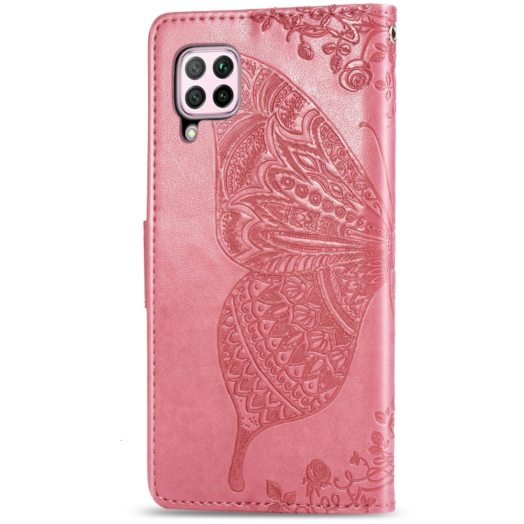 For Huawei Nova 6 SE Butterfly Love Flower Embossed Horizontal Flip Leather Case with Bracket / Card Slot / Wallet / Lanyard