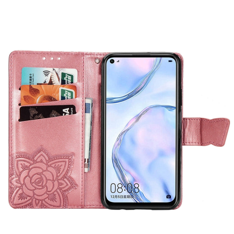 For Huawei Nova 6 SE Butterfly Love Flower Embossed Horizontal Flip Leather Case with Bracket / Card Slot / Wallet / Lanyard