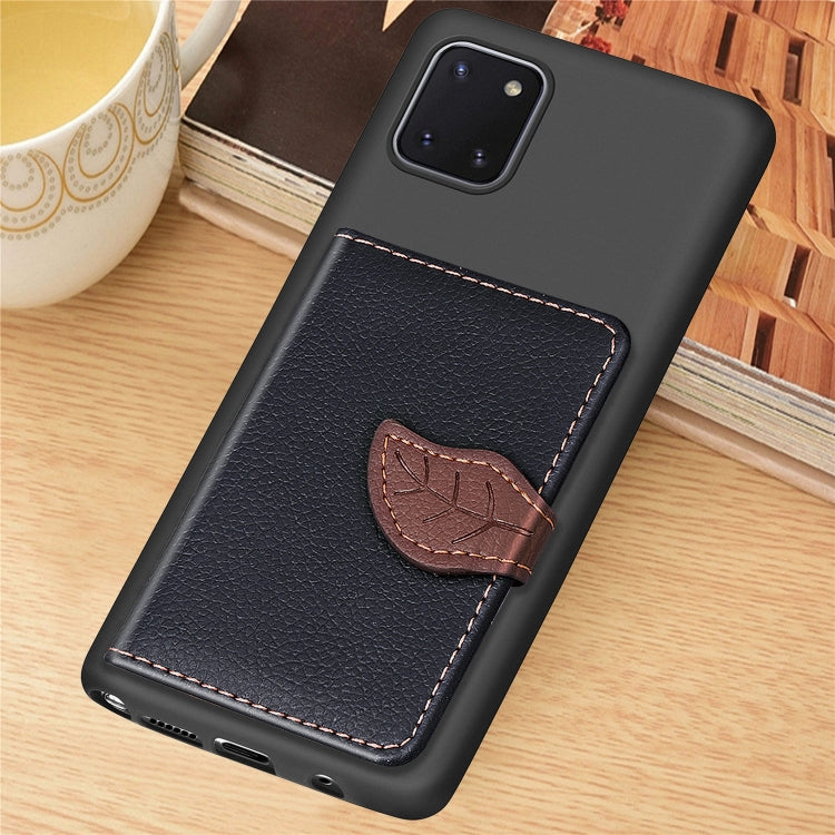 For Galaxy Note 10 Lite / A81 Leaf Buckle Litchi Texture Card Holder PU + TPU Case with Card Slot & Wallet & Holder & Photo Frame