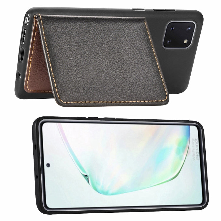 For Galaxy Note 10 Lite / A81 Leaf Buckle Litchi Texture Card Holder PU + TPU Case with Card Slot & Wallet & Holder & Photo Frame