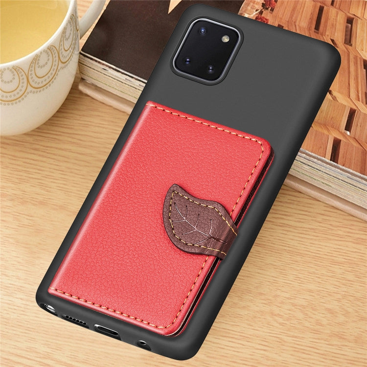 For Galaxy Note 10 Lite / A81 Leaf Buckle Litchi Texture Card Holder PU + TPU Case with Card Slot & Wallet & Holder & Photo Frame