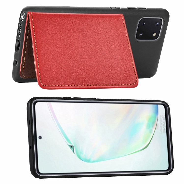 For Galaxy Note 10 Lite / A81 Leaf Buckle Litchi Texture Card Holder PU + TPU Case with Card Slot & Wallet & Holder & Photo Frame