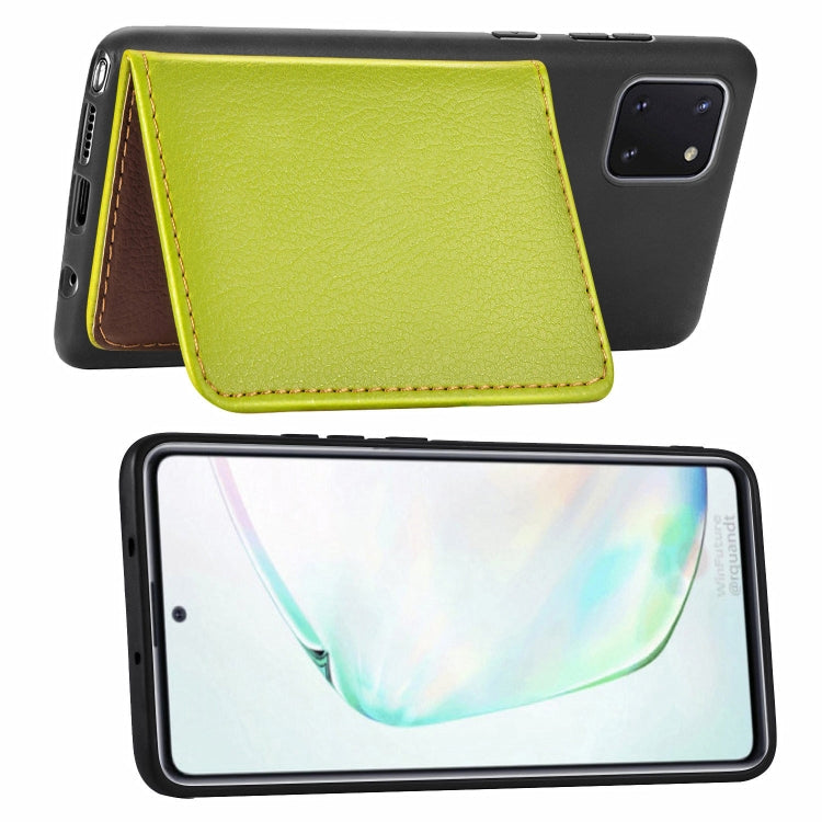 For Galaxy Note 10 Lite / A81 Leaf Buckle Litchi Texture Card Holder PU + TPU Case with Card Slot & Wallet & Holder & Photo Frame