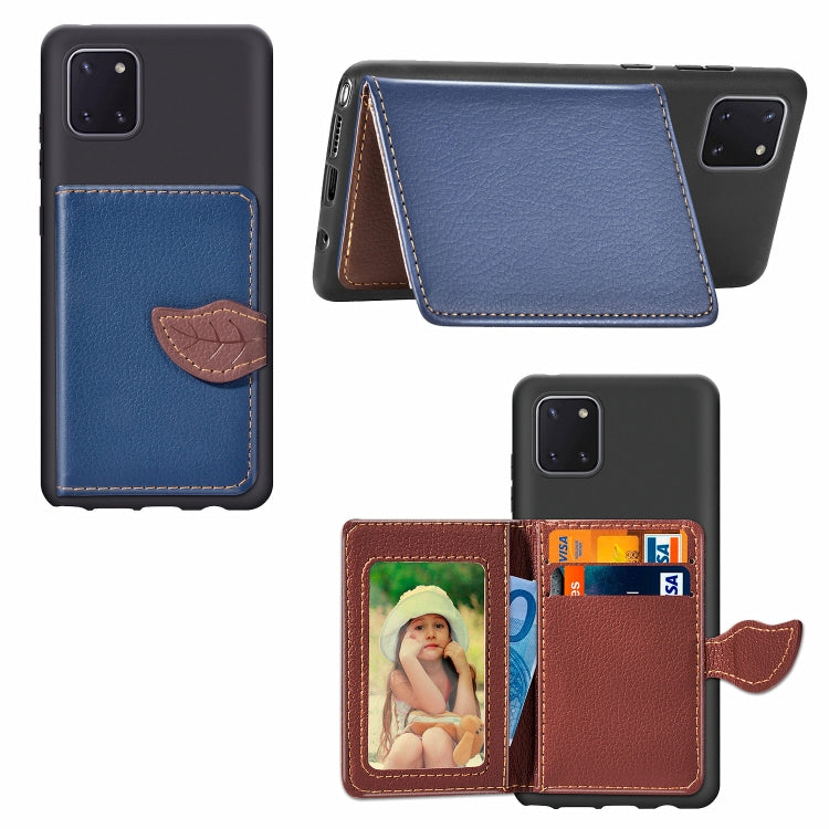 For Galaxy Note 10 Lite / A81 Leaf Buckle Litchi Texture Card Holder PU + TPU Case with Card Slot & Wallet & Holder & Photo Frame