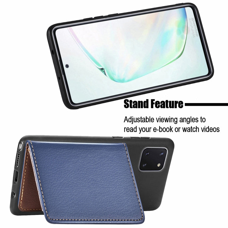 For Galaxy Note 10 Lite / A81 Leaf Buckle Litchi Texture Card Holder PU + TPU Case with Card Slot & Wallet & Holder & Photo Frame