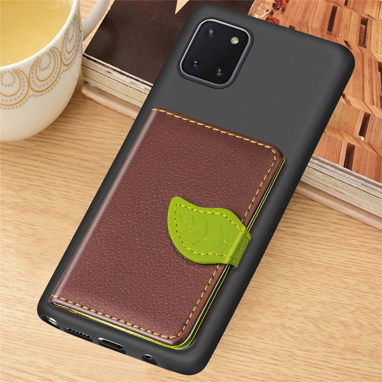 For Galaxy Note 10 Lite / A81 Leaf Buckle Litchi Texture Card Holder PU + TPU Case with Card Slot & Wallet & Holder & Photo Frame