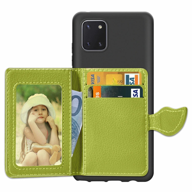 For Galaxy Note 10 Lite / A81 Leaf Buckle Litchi Texture Card Holder PU + TPU Case with Card Slot & Wallet & Holder & Photo Frame