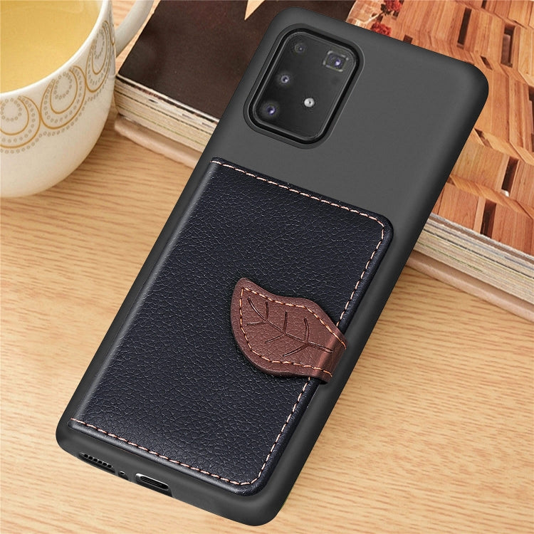 For Galaxy S10 Lite / A91  Leaf Buckle Litchi Texture Card Holder PU + TPU Case with Card Slot & Wallet & Holder & Photo Frame