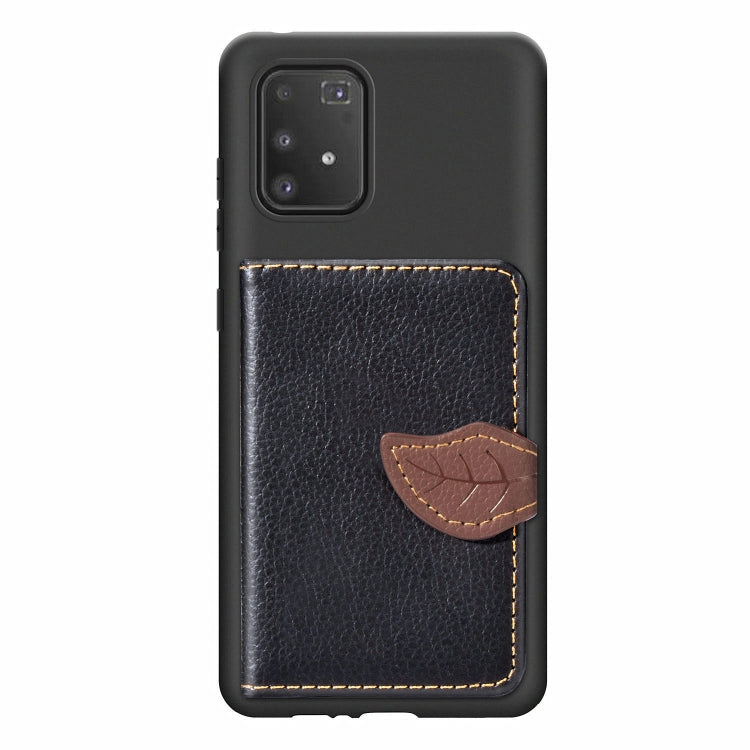 For Galaxy S10 Lite / A91  Leaf Buckle Litchi Texture Card Holder PU + TPU Case with Card Slot & Wallet & Holder & Photo Frame