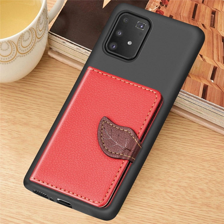 For Galaxy S10 Lite / A91  Leaf Buckle Litchi Texture Card Holder PU + TPU Case with Card Slot & Wallet & Holder & Photo Frame