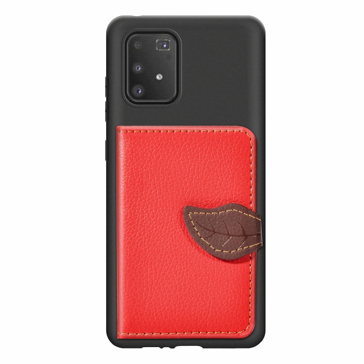 For Galaxy S10 Lite / A91  Leaf Buckle Litchi Texture Card Holder PU + TPU Case with Card Slot & Wallet & Holder & Photo Frame