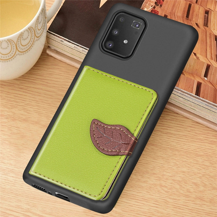 For Galaxy S10 Lite / A91  Leaf Buckle Litchi Texture Card Holder PU + TPU Case with Card Slot & Wallet & Holder & Photo Frame