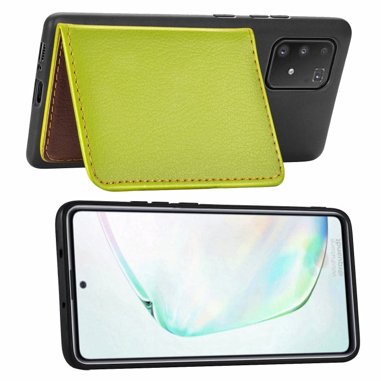 For Galaxy S10 Lite / A91  Leaf Buckle Litchi Texture Card Holder PU + TPU Case with Card Slot & Wallet & Holder & Photo Frame