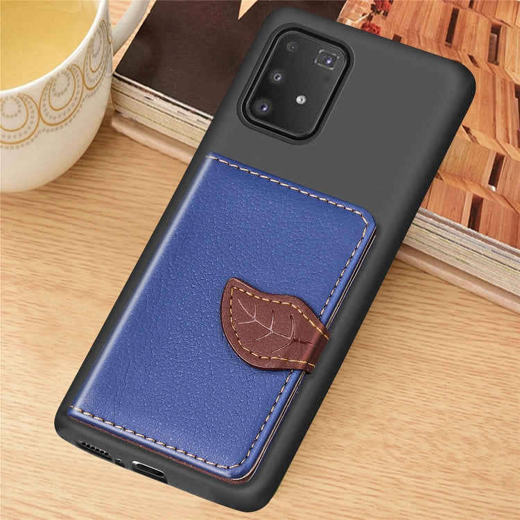 For Galaxy S10 Lite / A91  Leaf Buckle Litchi Texture Card Holder PU + TPU Case with Card Slot & Wallet & Holder & Photo Frame