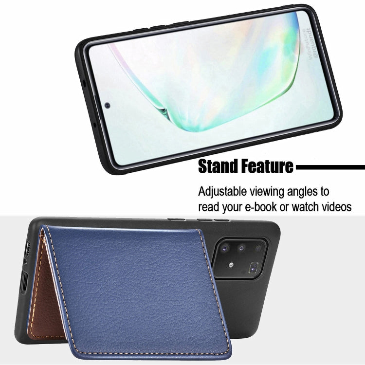 For Galaxy S10 Lite / A91  Leaf Buckle Litchi Texture Card Holder PU + TPU Case with Card Slot & Wallet & Holder & Photo Frame