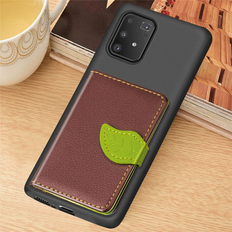 For Galaxy S10 Lite / A91  Leaf Buckle Litchi Texture Card Holder PU + TPU Case with Card Slot & Wallet & Holder & Photo Frame