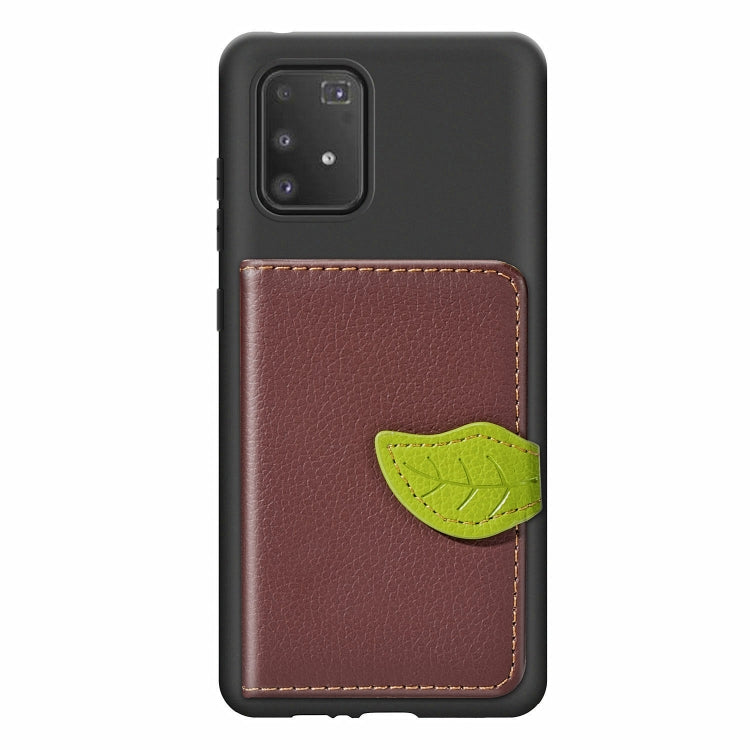 For Galaxy S10 Lite / A91  Leaf Buckle Litchi Texture Card Holder PU + TPU Case with Card Slot & Wallet & Holder & Photo Frame