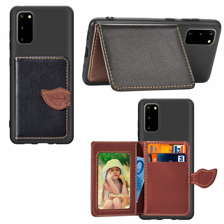 For Galaxy S20 Leaf Buckle Litchi Texture Card Holder PU + TPU Case with Card Slot & Wallet & Holder & Photo Frame