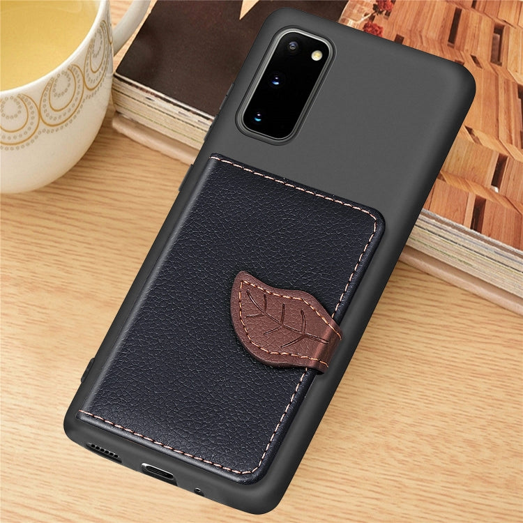 For Galaxy S20 Leaf Buckle Litchi Texture Card Holder PU + TPU Case with Card Slot & Wallet & Holder & Photo Frame