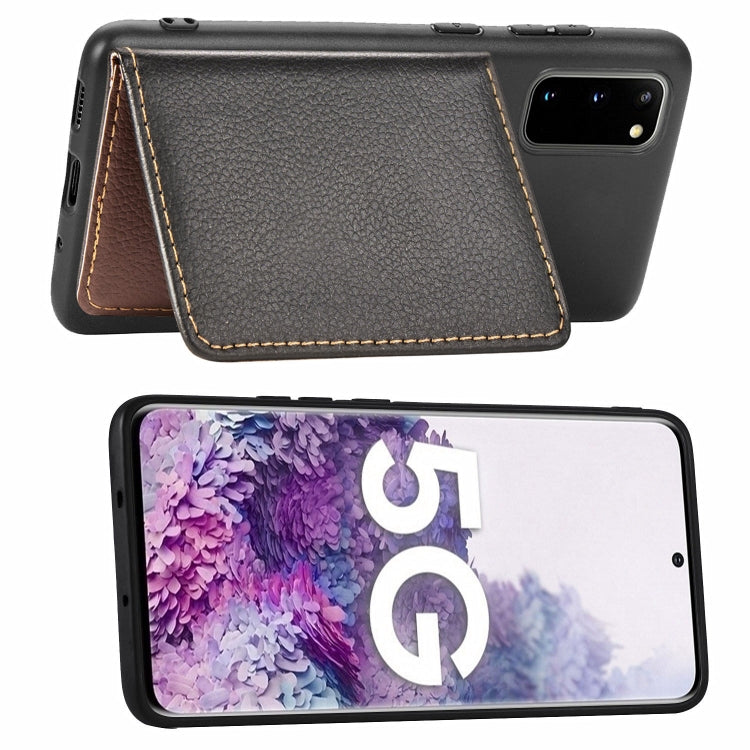 For Galaxy S20 Leaf Buckle Litchi Texture Card Holder PU + TPU Case with Card Slot & Wallet & Holder & Photo Frame