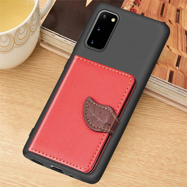 For Galaxy S20 Leaf Buckle Litchi Texture Card Holder PU + TPU Case with Card Slot & Wallet & Holder & Photo Frame