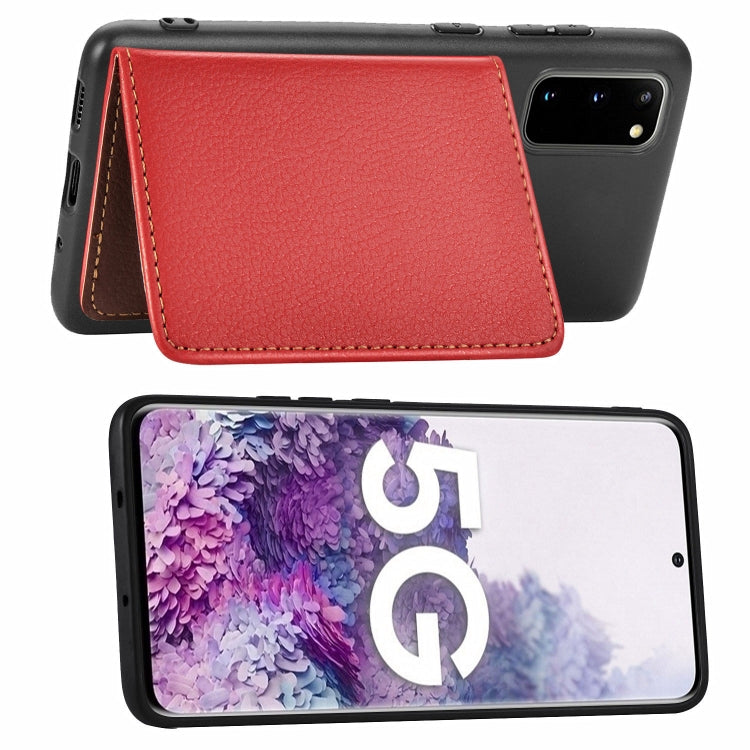 For Galaxy S20 Leaf Buckle Litchi Texture Card Holder PU + TPU Case with Card Slot & Wallet & Holder & Photo Frame