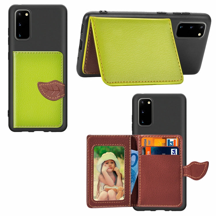 For Galaxy S20 Leaf Buckle Litchi Texture Card Holder PU + TPU Case with Card Slot & Wallet & Holder & Photo Frame