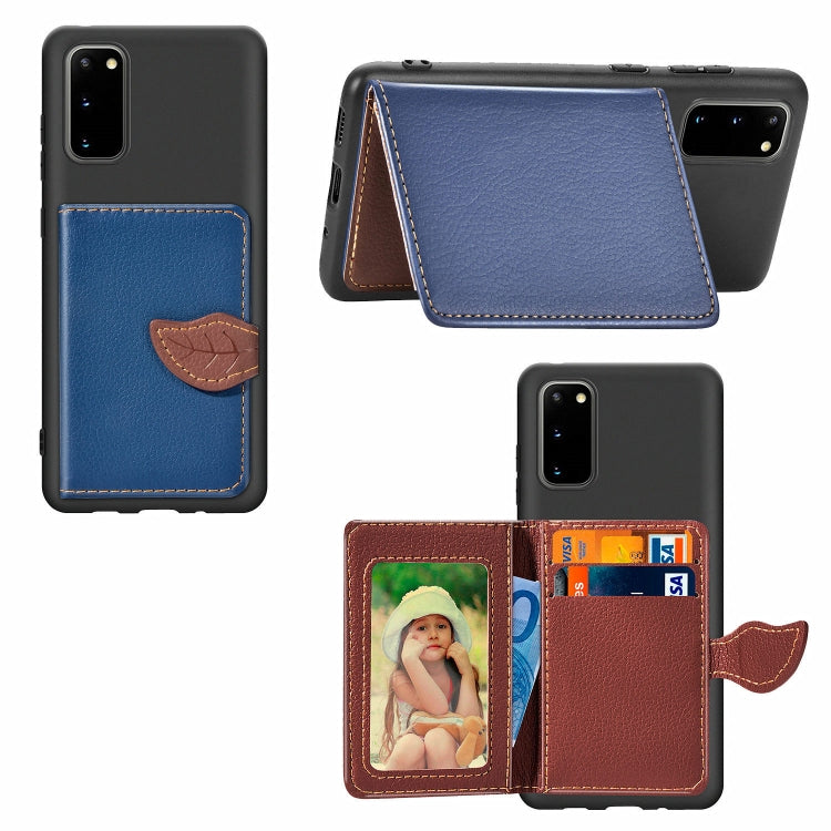 For Galaxy S20 Leaf Buckle Litchi Texture Card Holder PU + TPU Case with Card Slot & Wallet & Holder & Photo Frame