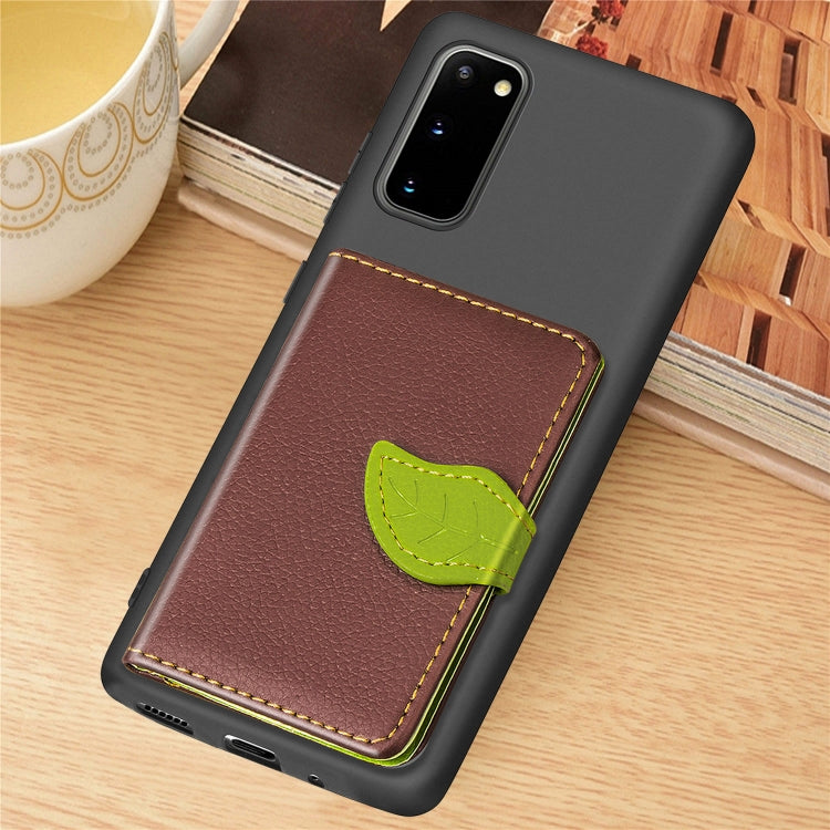 For Galaxy S20 Leaf Buckle Litchi Texture Card Holder PU + TPU Case with Card Slot & Wallet & Holder & Photo Frame