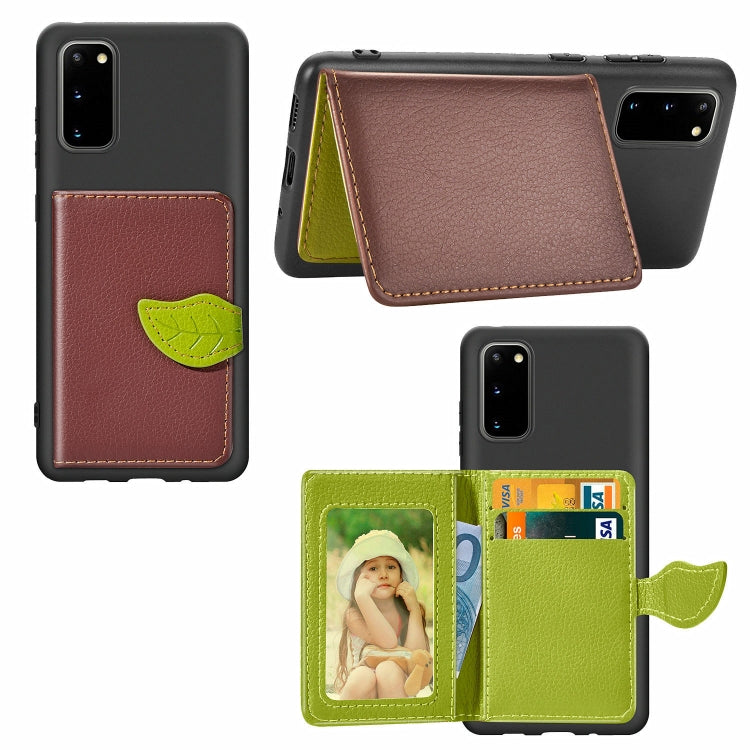 For Galaxy S20 Leaf Buckle Litchi Texture Card Holder PU + TPU Case with Card Slot & Wallet & Holder & Photo Frame