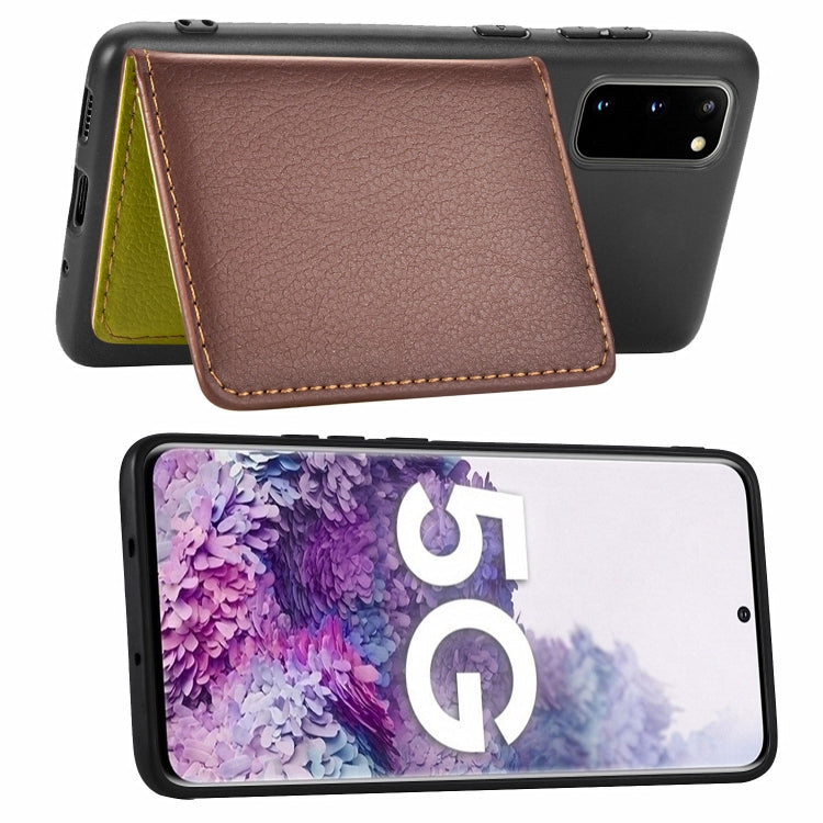 For Galaxy S20 Leaf Buckle Litchi Texture Card Holder PU + TPU Case with Card Slot & Wallet & Holder & Photo Frame