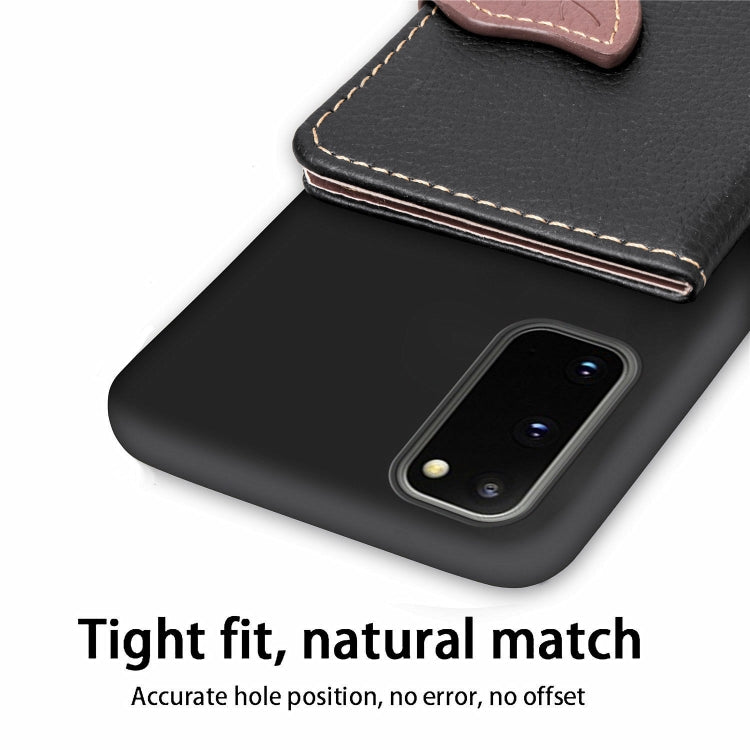 For Galaxy S20 Leaf Buckle Litchi Texture Card Holder PU + TPU Case with Card Slot & Wallet & Holder & Photo Frame