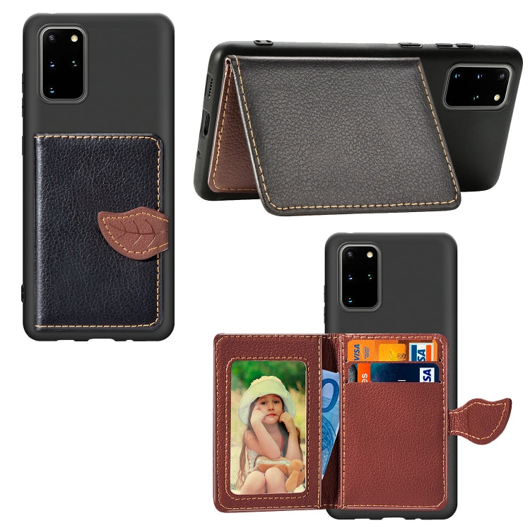 For Galaxy S20 Plus Leaf Buckle Litchi Texture Card Holder PU + TPU Case with Card Slot & Wallet & Holder & Photo Frame