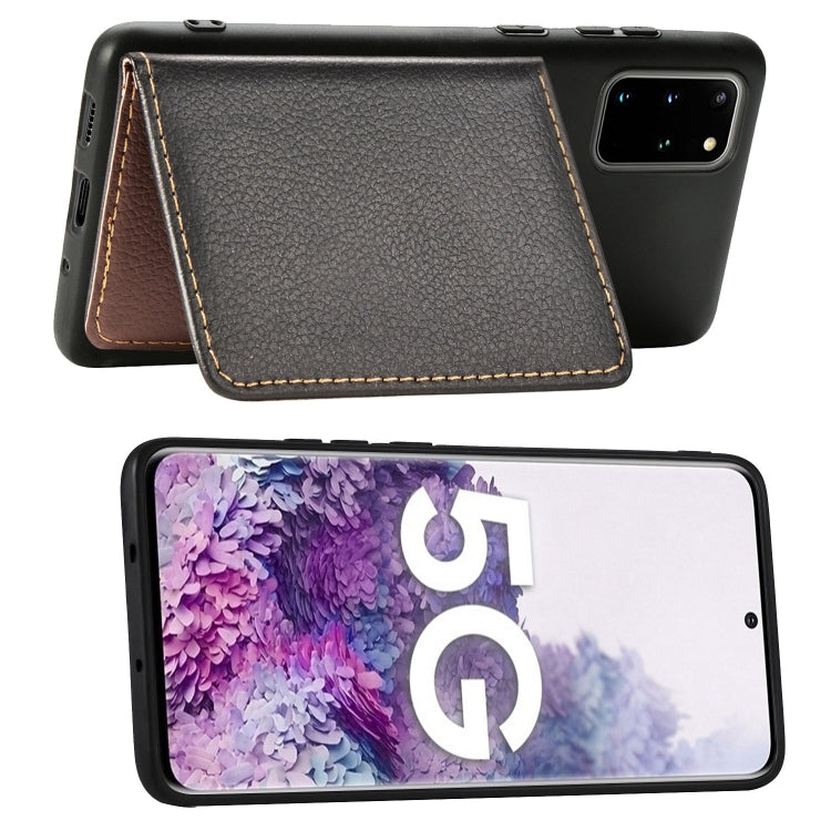 For Galaxy S20 Plus Leaf Buckle Litchi Texture Card Holder PU + TPU Case with Card Slot & Wallet & Holder & Photo Frame