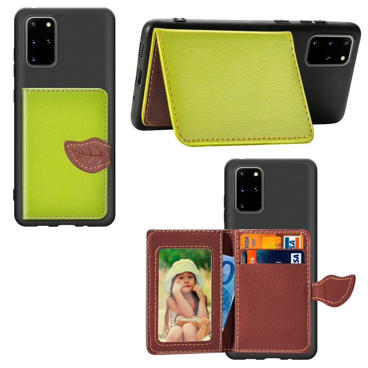 For Galaxy S20 Plus Leaf Buckle Litchi Texture Card Holder PU + TPU Case with Card Slot & Wallet & Holder & Photo Frame