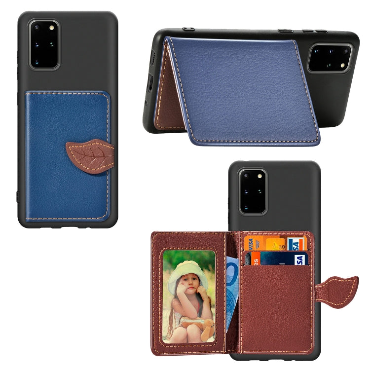 For Galaxy S20 Plus Leaf Buckle Litchi Texture Card Holder PU + TPU Case with Card Slot & Wallet & Holder & Photo Frame