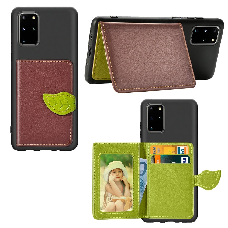 For Galaxy S20 Plus Leaf Buckle Litchi Texture Card Holder PU + TPU Case with Card Slot & Wallet & Holder & Photo Frame