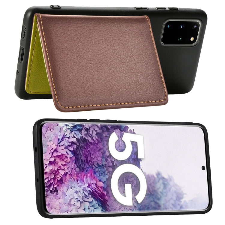 For Galaxy S20 Plus Leaf Buckle Litchi Texture Card Holder PU + TPU Case with Card Slot & Wallet & Holder & Photo Frame