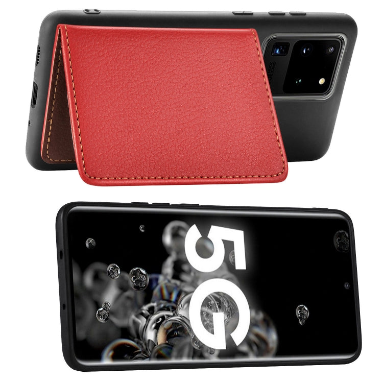 For Galaxy S20 Ultra Leaf Buckle Litchi Texture Card Holder PU + TPU Case with Card Slot & Wallet & Holder & Photo Frame