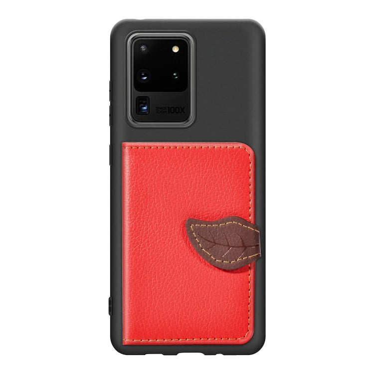 For Galaxy S20 Ultra Leaf Buckle Litchi Texture Card Holder PU + TPU Case with Card Slot & Wallet & Holder & Photo Frame