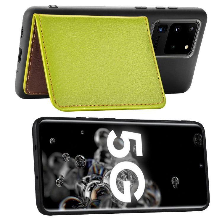 For Galaxy S20 Ultra Leaf Buckle Litchi Texture Card Holder PU + TPU Case with Card Slot & Wallet & Holder & Photo Frame