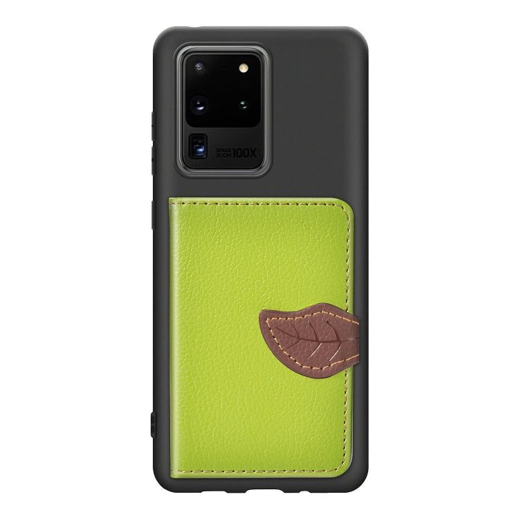 For Galaxy S20 Ultra Leaf Buckle Litchi Texture Card Holder PU + TPU Case with Card Slot & Wallet & Holder & Photo Frame