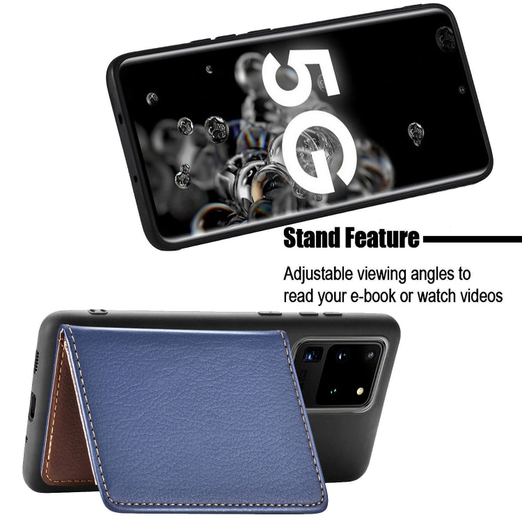 For Galaxy S20 Ultra Leaf Buckle Litchi Texture Card Holder PU + TPU Case with Card Slot & Wallet & Holder & Photo Frame