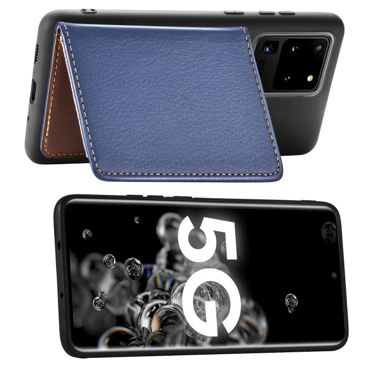 For Galaxy S20 Ultra Leaf Buckle Litchi Texture Card Holder PU + TPU Case with Card Slot & Wallet & Holder & Photo Frame