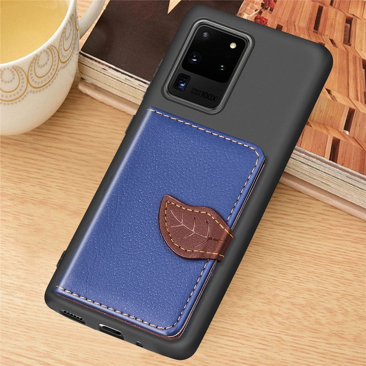 For Galaxy S20 Ultra Leaf Buckle Litchi Texture Card Holder PU + TPU Case with Card Slot & Wallet & Holder & Photo Frame