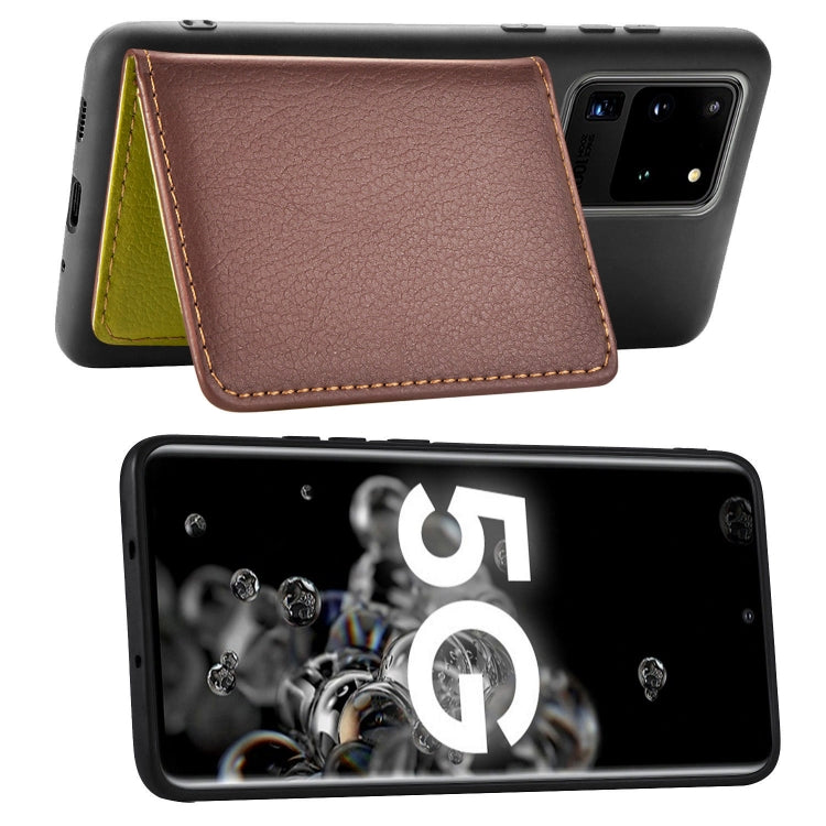 For Galaxy S20 Ultra Leaf Buckle Litchi Texture Card Holder PU + TPU Case with Card Slot & Wallet & Holder & Photo Frame