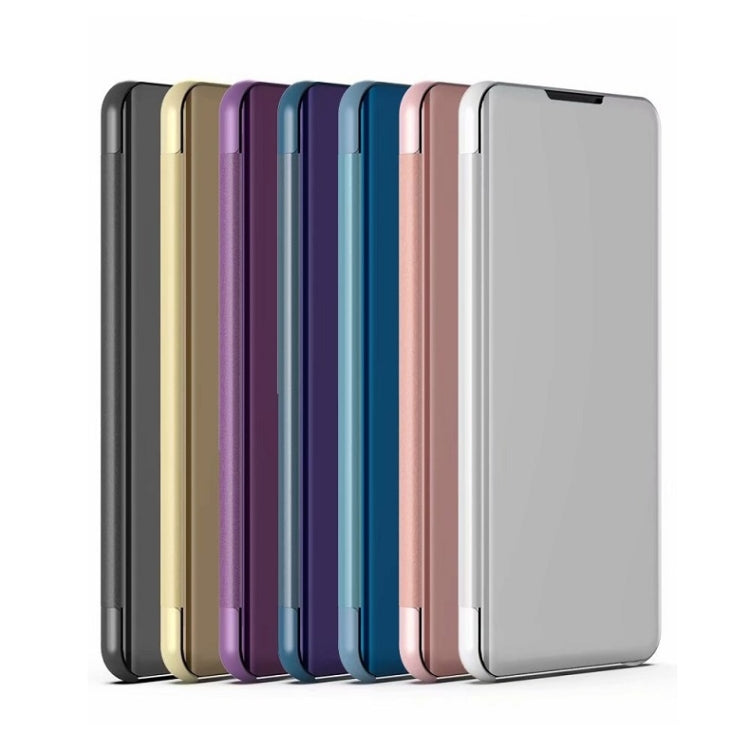 For Galaxy A41 Plated Mirror Horizontal Flip Leather Case with Holder